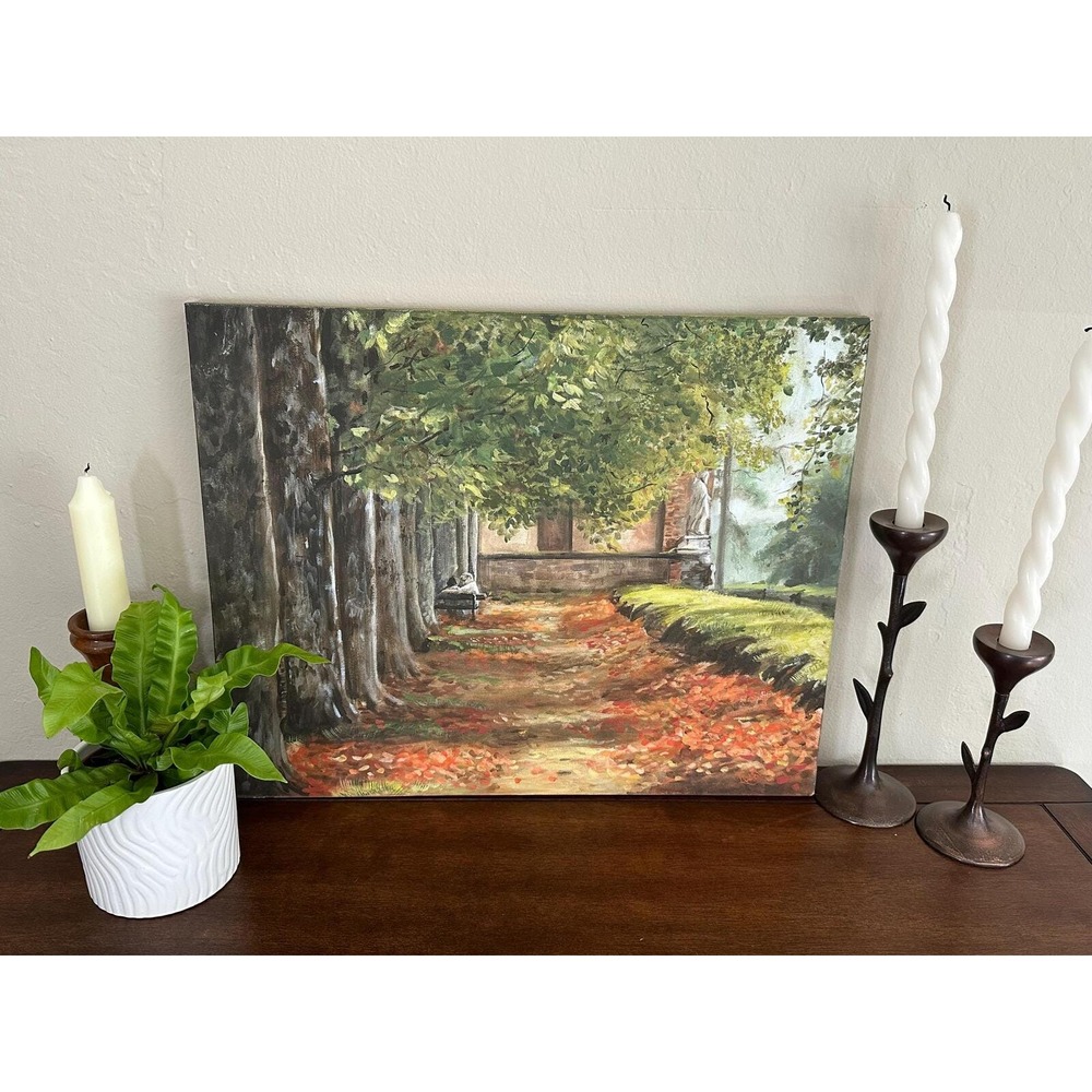 Autumn Woodland Scene: Original Impressionist Landscape Painting by Artist Lubov